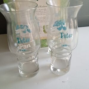 Vintage 1976 Peter Pan Inn Kapok Tree Inn Hurricane Cocktail Glasses Set of 4